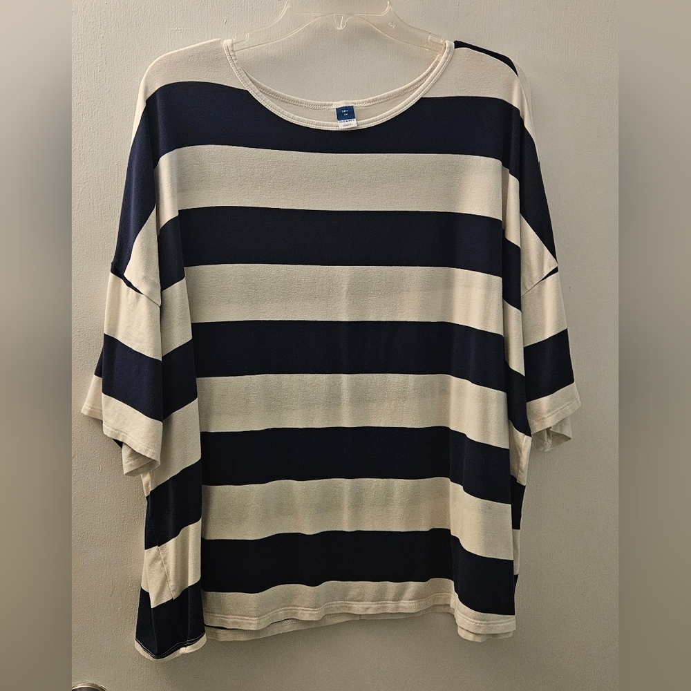 Old Navy Navy and White Strped Oversized Top